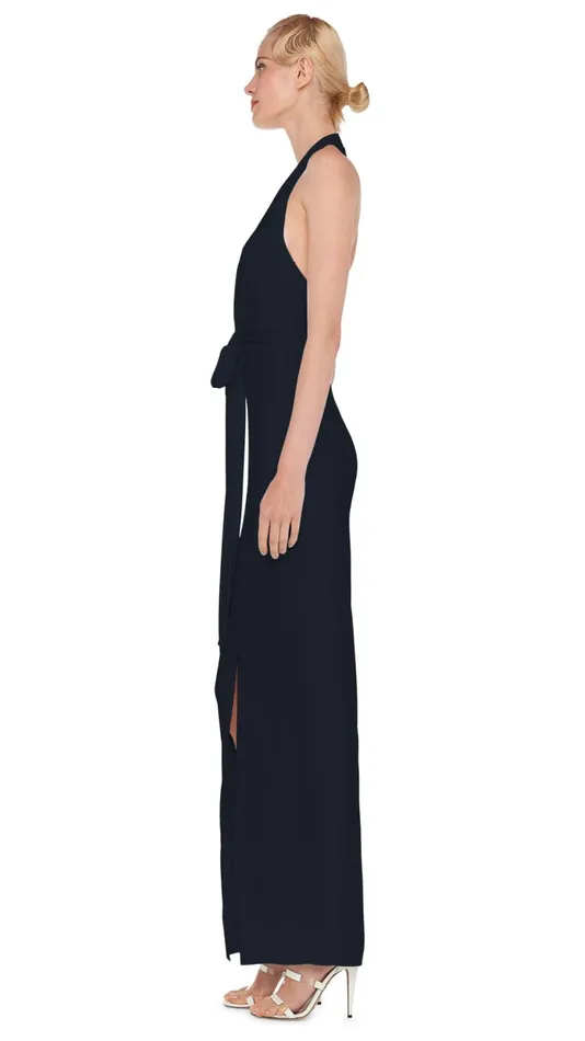 Norma Kamali Dresses TIE FRONT HALTER GOWN Black 8211 Clothing