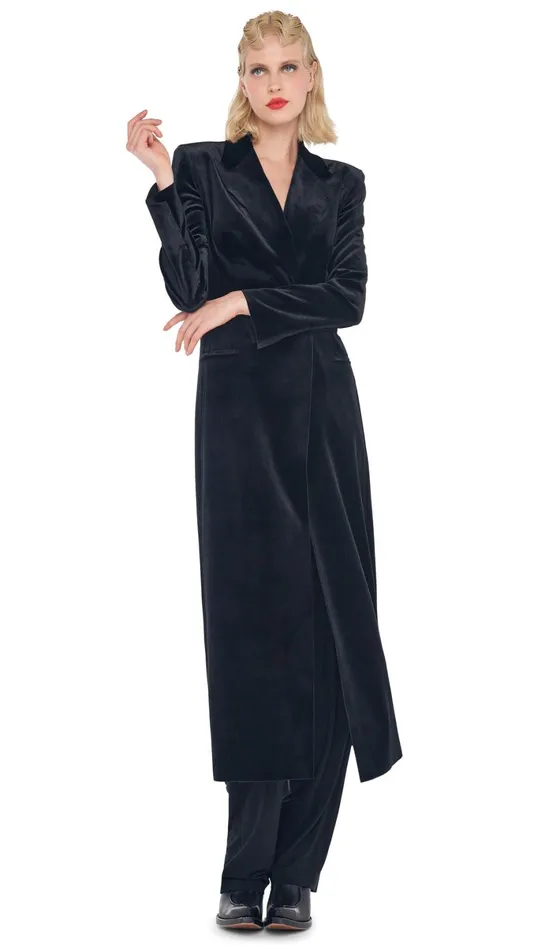 Norma Kamali Jackets CLASSIC DOUBLE BREASTED COAT Black 8211 Clothing