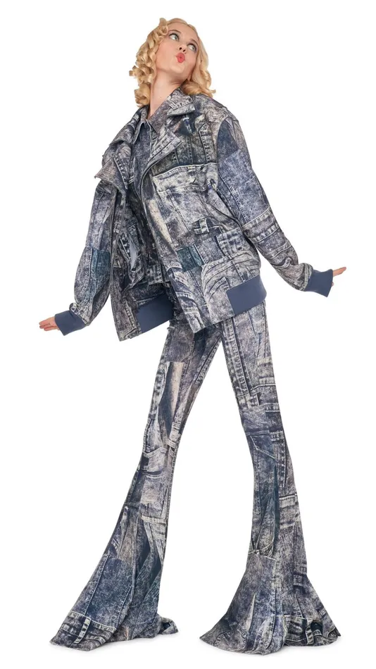 Norma Kamali Jackets OVERSIZED MOTO JACKET Blacknavy Denim Print 8211 Clothing Norma Kamali Jackets OVERSIZED MOTO JACKET Blacknavy Denim Print 8211 Clothing
