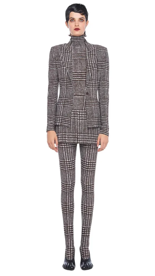 Norma Kamali Jackets SINGLE BREASTED BOY FIT JACKET Chocolate Glenn Plaid Tweed 8211 Clothing Norma Kamali Jackets SINGLE BREASTED BOY FIT JACKET Chocolate Glenn Plaid Tweed 8211 Clothing