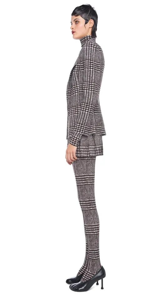 Norma Kamali Jackets SINGLE BREASTED BOY FIT JACKET Chocolate Glenn Plaid Tweed 8211 Clothing Norma Kamali Jackets SINGLE BREASTED BOY FIT JACKET Chocolate Glenn Plaid Tweed 8211 Clothing