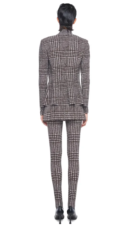 Norma Kamali Jackets SINGLE BREASTED BOY FIT JACKET Chocolate Glenn Plaid Tweed 8211 Clothing Norma Kamali Jackets SINGLE BREASTED BOY FIT JACKET Chocolate Glenn Plaid Tweed 8211 Clothing