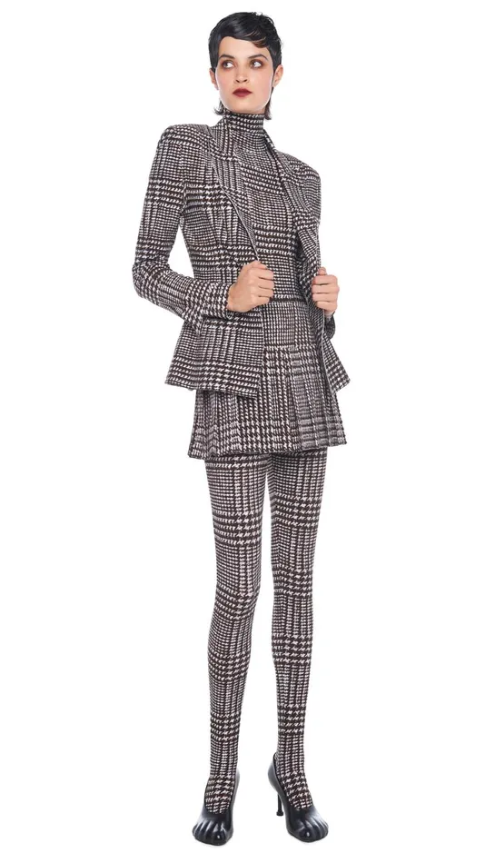 Norma Kamali Jackets SINGLE BREASTED BOY FIT JACKET Chocolate Glenn Plaid Tweed 8211 Clothing Norma Kamali Jackets SINGLE BREASTED BOY FIT JACKET Chocolate Glenn Plaid Tweed 8211 Clothing