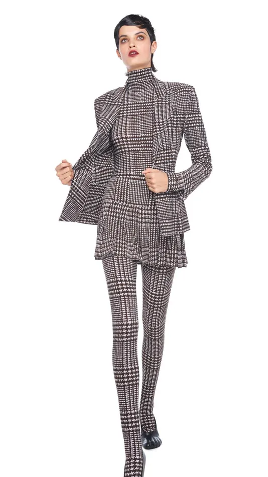 Norma Kamali Jackets SINGLE BREASTED BOY FIT JACKET Chocolate Glenn Plaid Tweed 8211 Clothing Norma Kamali Jackets SINGLE BREASTED BOY FIT JACKET Chocolate Glenn Plaid Tweed 8211 Clothing