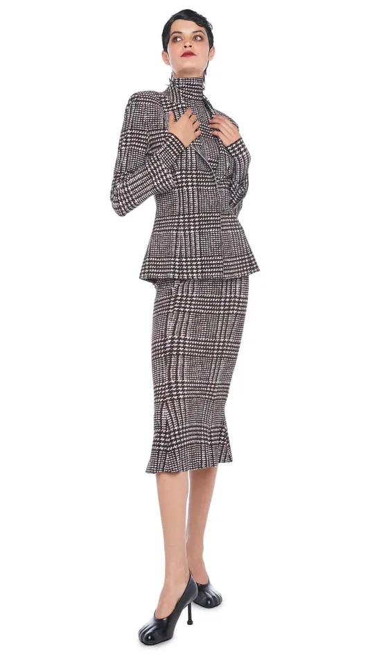 Norma Kamali Jackets SINGLE BREASTED BOY FIT JACKET Chocolate Glenn Plaid Tweed 8211 Clothing Norma Kamali Jackets SINGLE BREASTED BOY FIT JACKET Chocolate Glenn Plaid Tweed 8211 Clothing