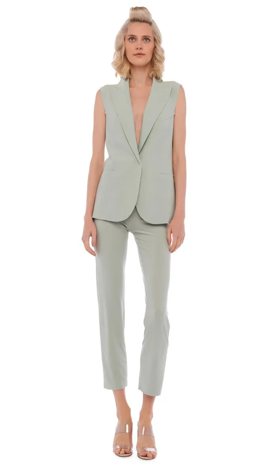 Norma Kamali Jackets SLEEVELESS SB JACKET Dried Sage 8211 Clothing