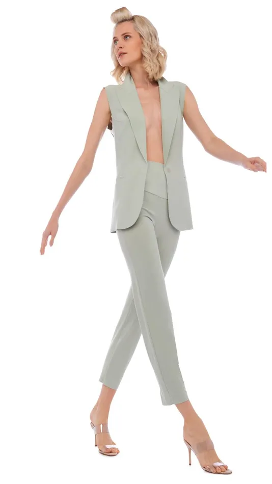 Norma Kamali Jackets SLEEVELESS SB JACKET Dried Sage 8211 Clothing