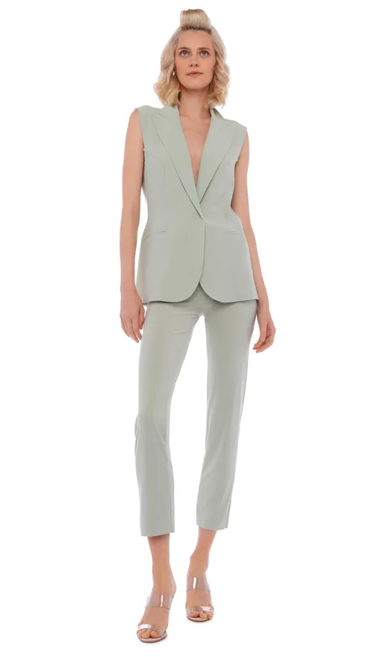 Norma Kamali Jackets SLEEVELESS SB JACKET Dried Sage 8211 Clothing