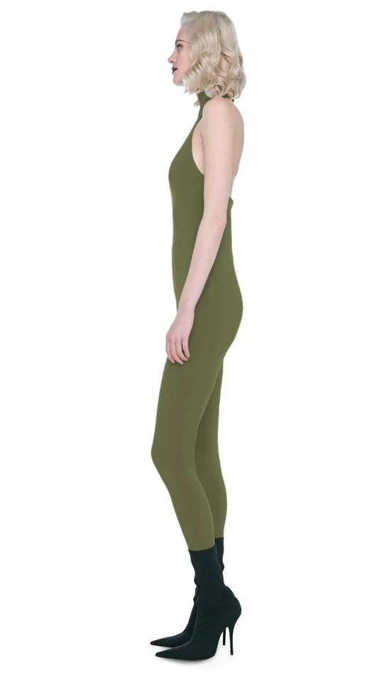 Norma Kamali Jumpsuits HALTER TURTLE CATSUIT W FOOTSIE Military 8211 Clothing Norma Kamali Jumpsuits HALTER TURTLE CATSUIT W FOOTSIE Military 8211 Clothing