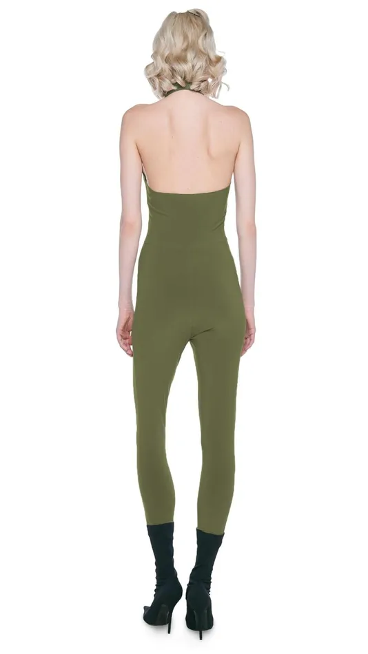 Norma Kamali Jumpsuits HALTER TURTLE CATSUIT W FOOTSIE Military 8211 Clothing Norma Kamali Jumpsuits HALTER TURTLE CATSUIT W FOOTSIE Military 8211 Clothing
