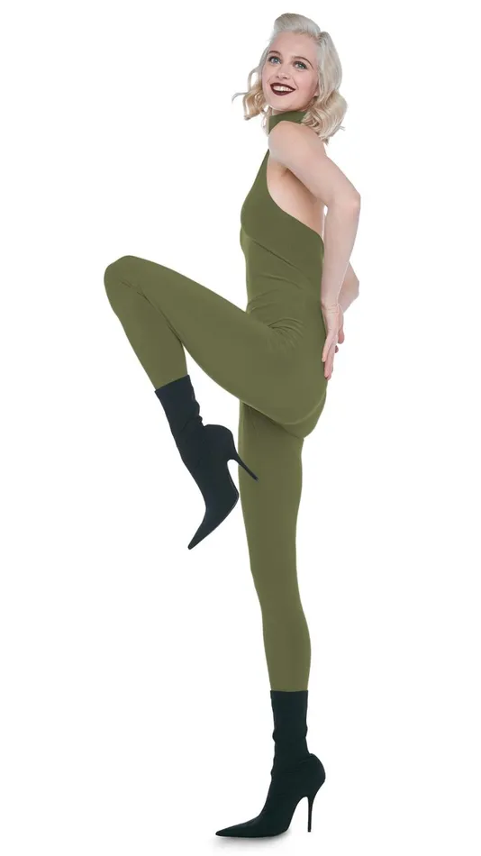 Norma Kamali Jumpsuits HALTER TURTLE CATSUIT W FOOTSIE Military 8211 Clothing Norma Kamali Jumpsuits HALTER TURTLE CATSUIT W FOOTSIE Military 8211 Clothing