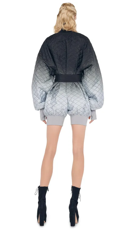 Norma Kamali Jumpsuits QUILTED BOMBER JUMPSHORT Blackgrey Ombre 8211 Clothing Norma Kamali Jumpsuits QUILTED BOMBER JUMPSHORT Blackgrey Ombre 8211 Clothing