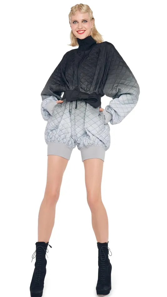 Norma Kamali Jumpsuits QUILTED BOMBER JUMPSHORT Blackgrey Ombre 8211 Clothing Norma Kamali Jumpsuits QUILTED BOMBER JUMPSHORT Blackgrey Ombre 8211 Clothing