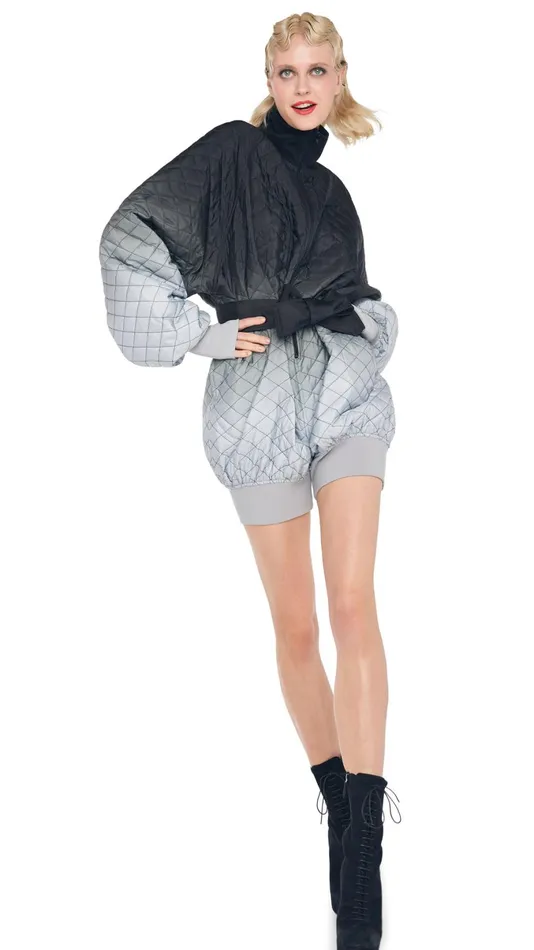 Norma Kamali Jumpsuits QUILTED BOMBER JUMPSHORT Blackgrey Ombre 8211 Clothing Norma Kamali Jumpsuits QUILTED BOMBER JUMPSHORT Blackgrey Ombre 8211 Clothing