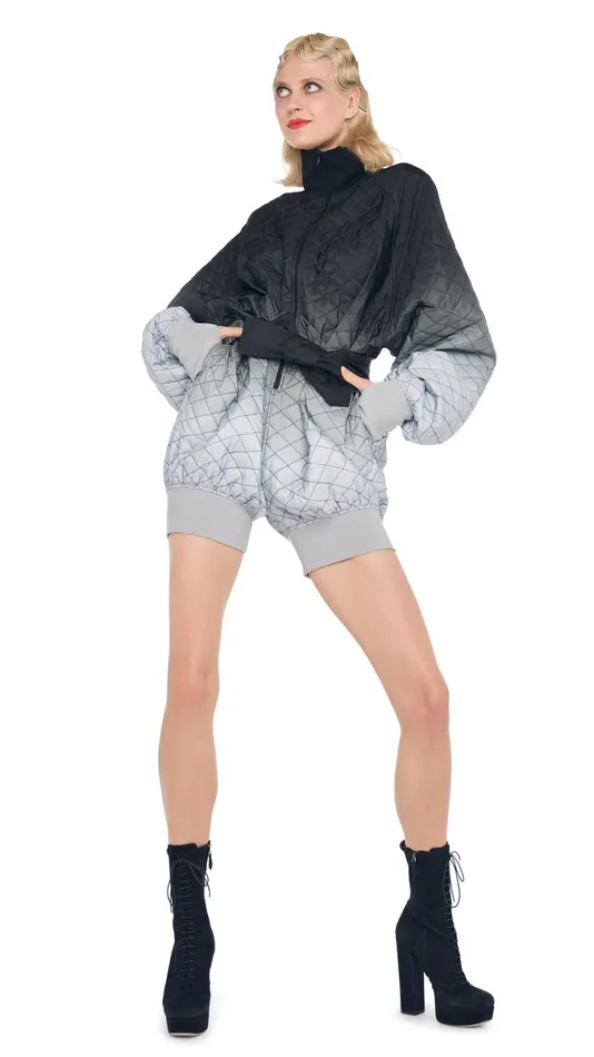 Norma Kamali Jumpsuits QUILTED BOMBER JUMPSHORT Blackgrey Ombre 8211 Clothing Norma Kamali Jumpsuits QUILTED BOMBER JUMPSHORT Blackgrey Ombre 8211 Clothing