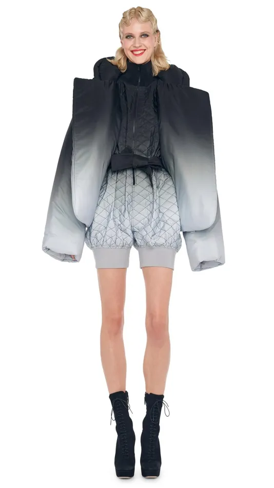 Norma Kamali Jumpsuits QUILTED BOMBER JUMPSHORT Blackgrey Ombre 8211 Clothing Norma Kamali Jumpsuits QUILTED BOMBER JUMPSHORT Blackgrey Ombre 8211 Clothing