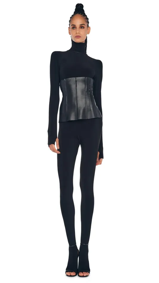 Norma Kamali Jumpsuits TURTLE CATSUIT WITH FOOTIE Black 8211 Clothing
