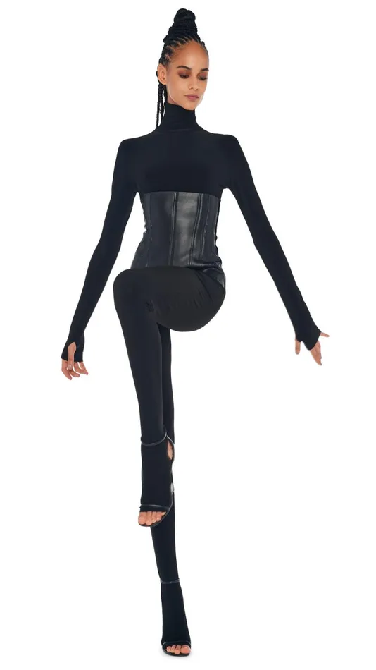 Norma Kamali Jumpsuits TURTLE CATSUIT WITH FOOTIE Black 8211 Clothing