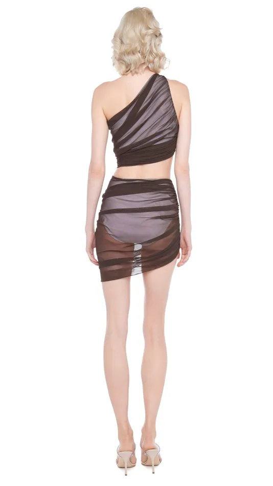 Norma Kamali Swimwear DIANA MINI SKIRT Chocolate 8211 Clothing