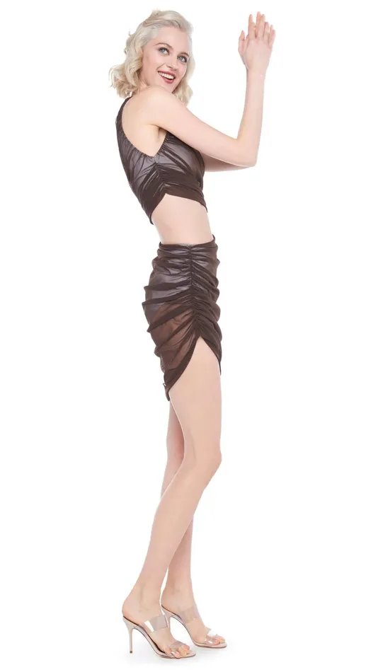 Norma Kamali Swimwear DIANA MINI SKIRT Chocolate 8211 Clothing