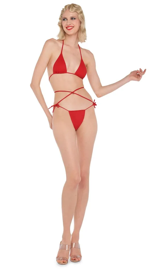 Norma Kamali Swimwear MINI STRING BRA Tiger Red 8211 Clothing