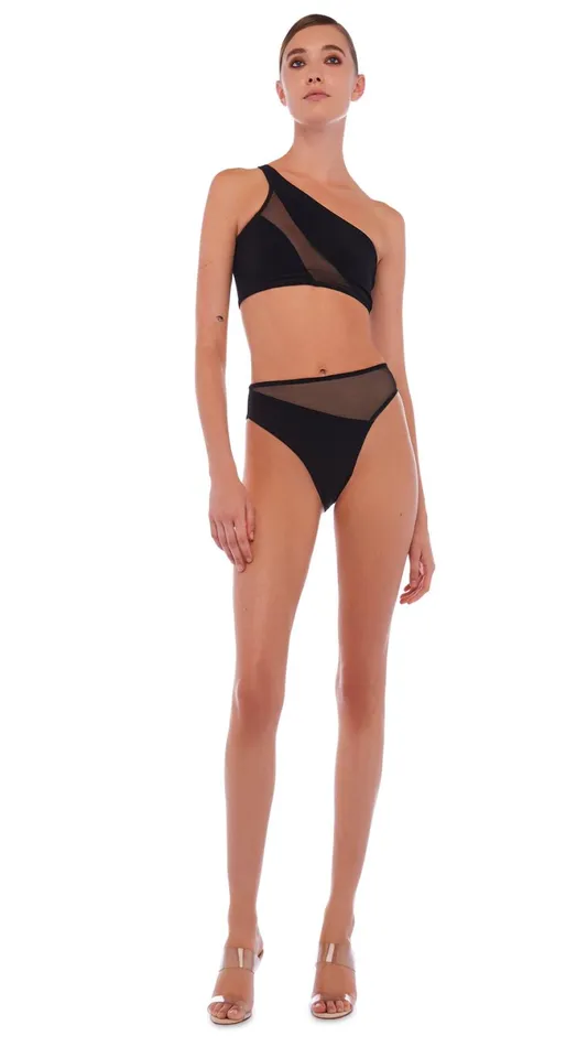 Norma Kamali Swimwear SNAKE MESH BOTTOM Black 8211 Clothing