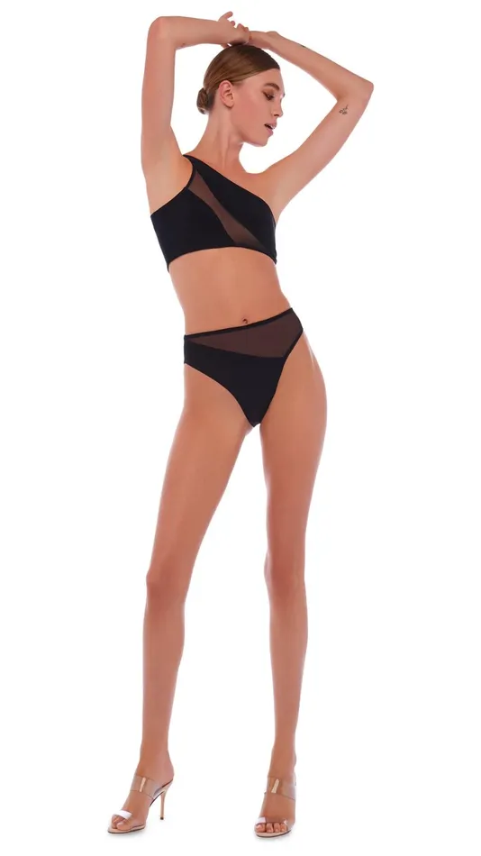 Norma Kamali Swimwear SNAKE MESH BOTTOM Black 8211 Clothing