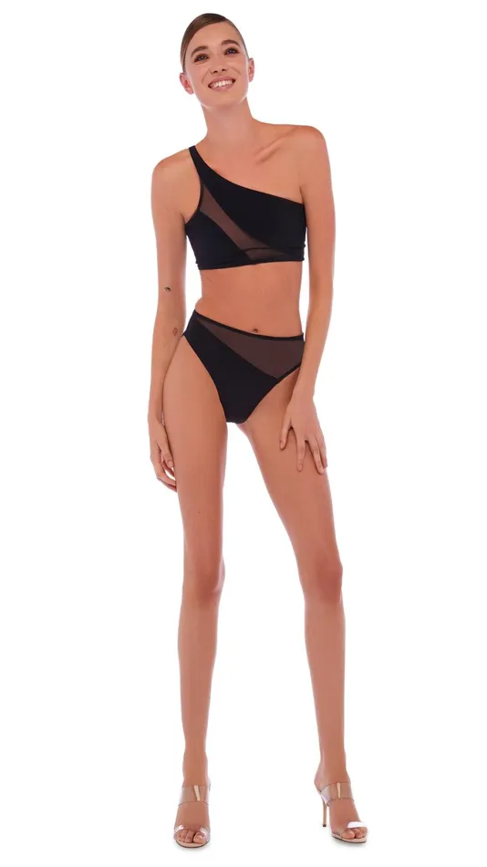 Norma Kamali Swimwear SNAKE MESH BOTTOM Black 8211 Clothing