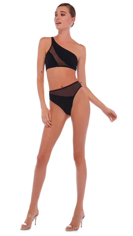 Norma Kamali Swimwear SNAKE MESH BOTTOM Black 8211 Clothing