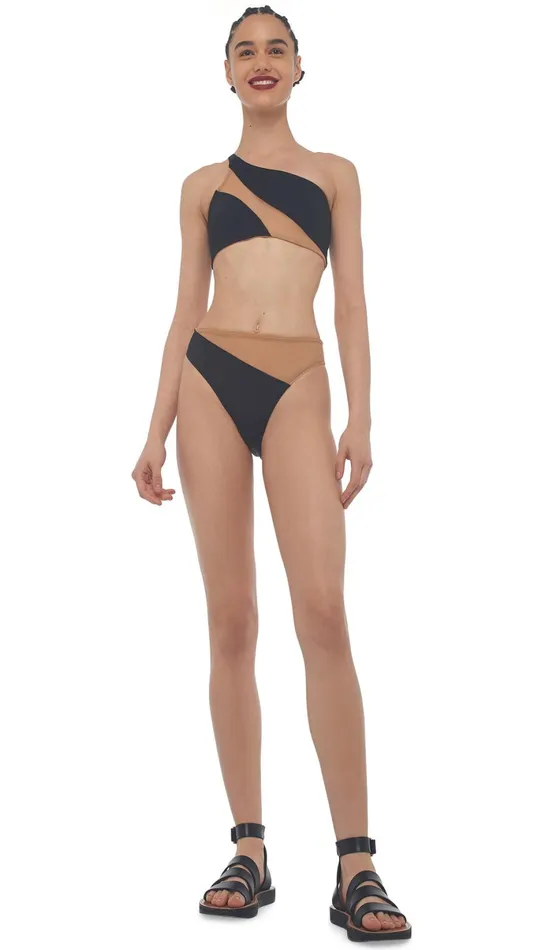 Norma Kamali Swimwear SNAKE MESH BOTTOM Blacknude Mesh 8211 Clothing