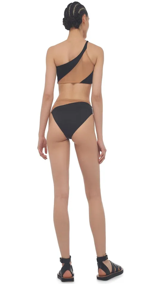 Norma Kamali Swimwear SNAKE MESH BOTTOM Blacknude Mesh 8211 Clothing