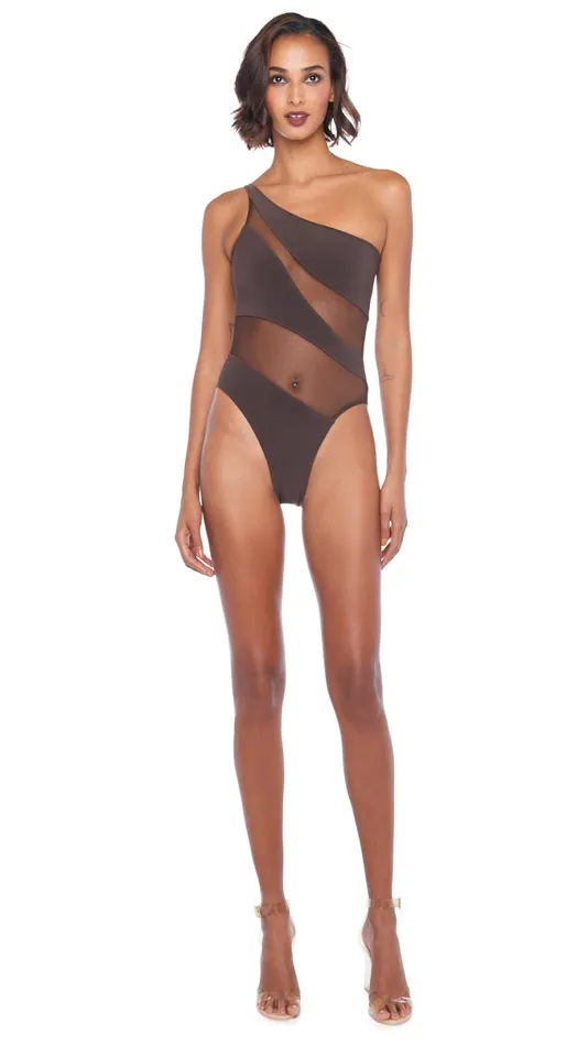 Norma Kamali Swimwear SNAKE MESH MIO Chocolatechocolate Mesh 8211 Clothing