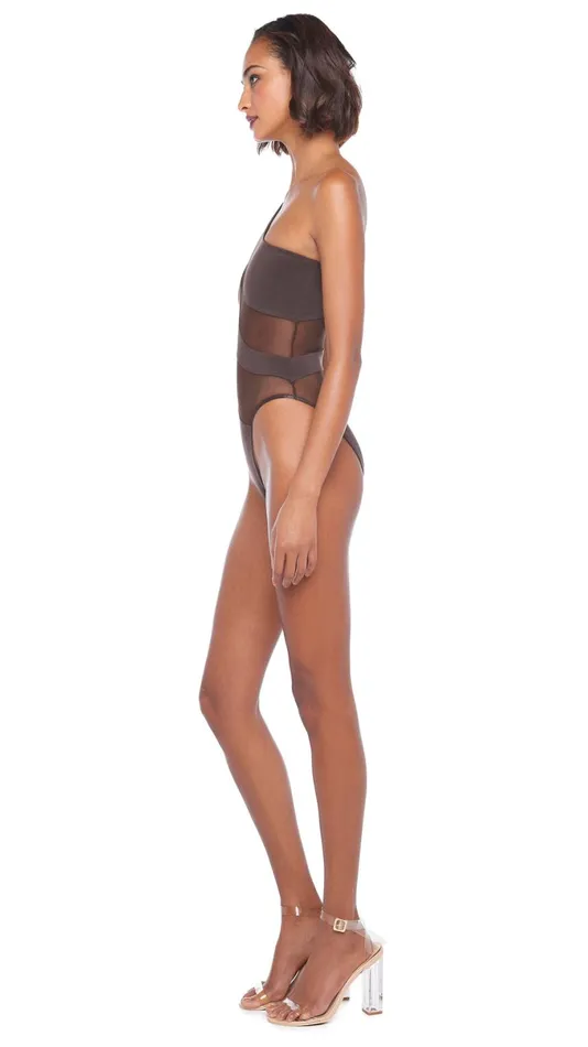 Norma Kamali Swimwear SNAKE MESH MIO Chocolatechocolate Mesh 8211 Clothing