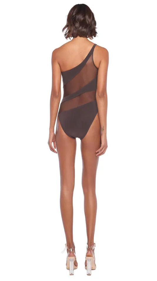 Norma Kamali Swimwear SNAKE MESH MIO Chocolatechocolate Mesh 8211 Clothing