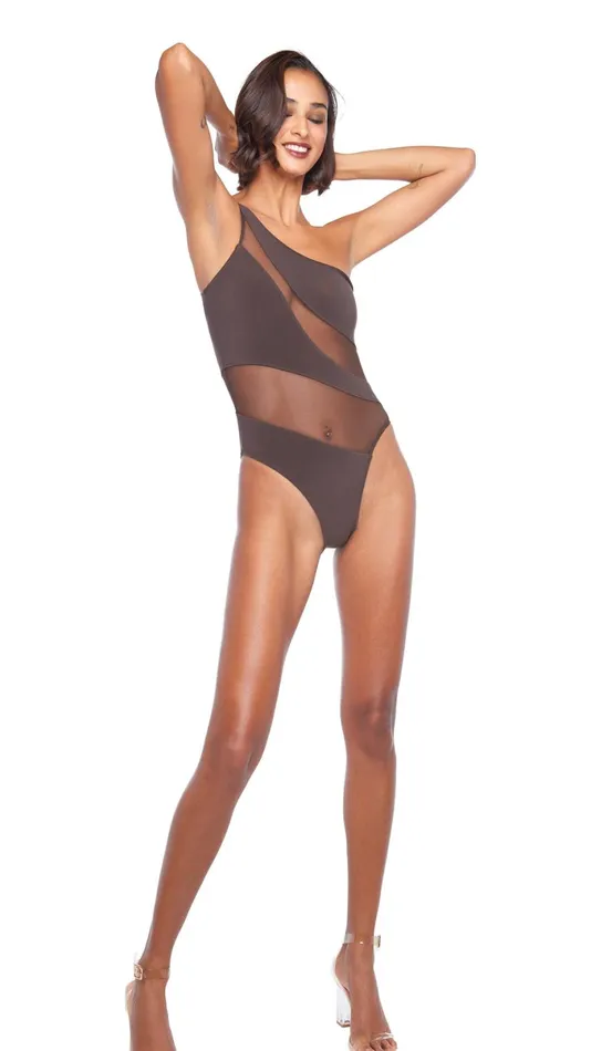 Norma Kamali Swimwear SNAKE MESH MIO Chocolatechocolate Mesh 8211 Clothing