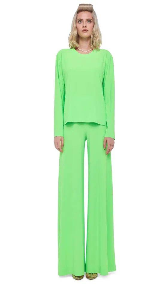 Norma Kamali Tops CROPPED BOYFRIEND CREW TOP Neon Green 8211 Clothing