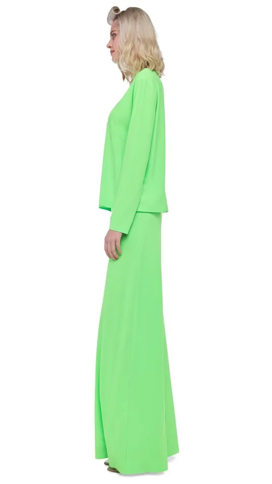 Norma Kamali Tops CROPPED BOYFRIEND CREW TOP Neon Green 8211 Clothing
