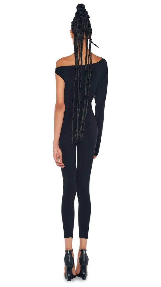 Norma Kamali Tops ONE SLEEVE DROP SHOULDER TOP Black 8211 Clothing