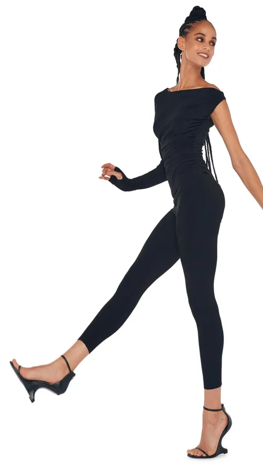 Norma Kamali Tops ONE SLEEVE DROP SHOULDER TOP Black 8211 Clothing