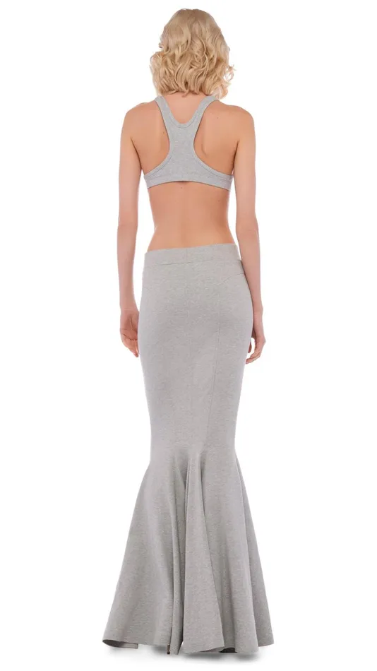 Norma Kamali Tops RACER BRA Light Heather Grey 8211 Clothing