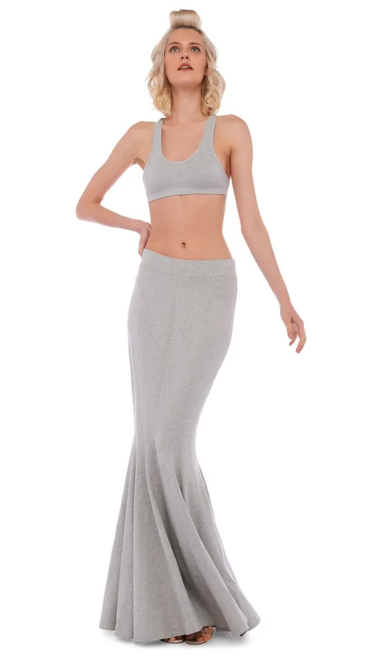 Norma Kamali Tops RACER BRA Light Heather Grey 8211 Clothing
