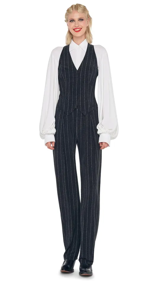 Norma Kamali Tops SIMPLE VEST Woven Pinstripe 8211 Clothing