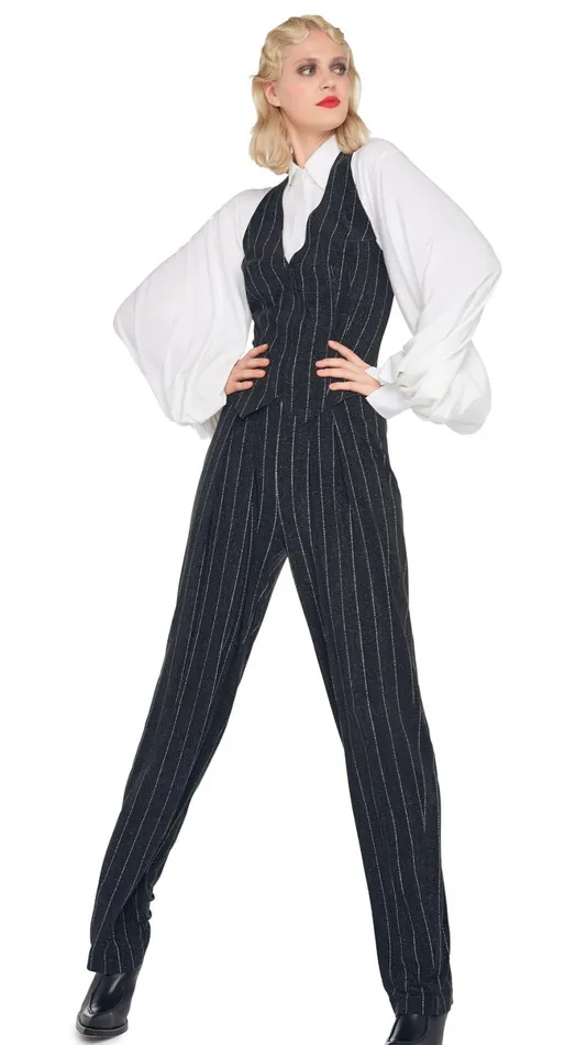 Norma Kamali Tops SIMPLE VEST Woven Pinstripe 8211 Clothing