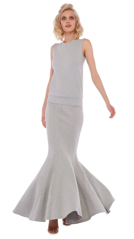 Norma Kamali Tops SLEEVELESS TAILORED TERRY TOP Light Heather Grey 8211 Clothing Norma Kamali Tops SLEEVELESS TAILORED TERRY TOP Light Heather Grey 8211 Clothing