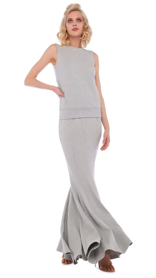 Norma Kamali Tops SLEEVELESS TAILORED TERRY TOP Light Heather Grey 8211 Clothing Norma Kamali Tops SLEEVELESS TAILORED TERRY TOP Light Heather Grey 8211 Clothing