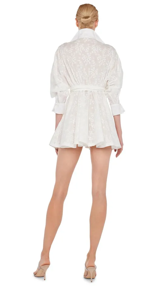 Norma Kamali Tops SUPER OS BF NK SHIRT BABYDOLL MINI White Vines 8211 Clothing