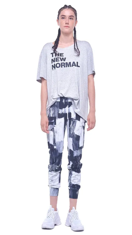 Norma Kamali Tops THE NEW NORMAL TEE Light Grey 8211 Clothing