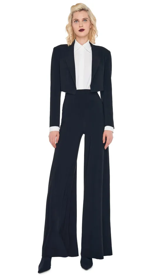 Norma Kamali Wardrobe ELEPHANT PANT With CROPPED SINGLE BREASTED JACKET 8211 Clothing Norma Kamali Wardrobe ELEPHANT PANT With CROPPED SINGLE BREASTED JACKET 8211 Clothing