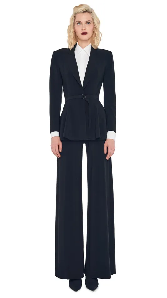 Norma Kamali Wardrobe ELEPHANT PANT With SINGLE BREASTED PEPLUM JACKET 8211 Clothing Norma Kamali Wardrobe ELEPHANT PANT With SINGLE BREASTED PEPLUM JACKET 8211 Clothing