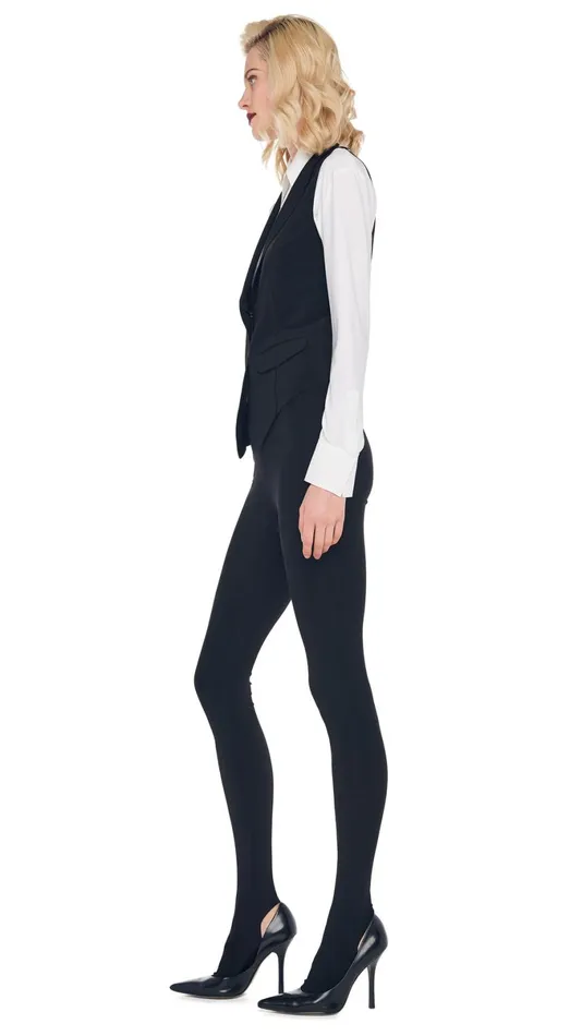 Norma Kamali Wardrobe LEGGING W FOOTIE WO WAISTBAND With VEST WITH LAPEL 8211 Clothing Norma Kamali Wardrobe LEGGING W FOOTIE WO WAISTBAND With VEST WITH LAPEL 8211 Clothing